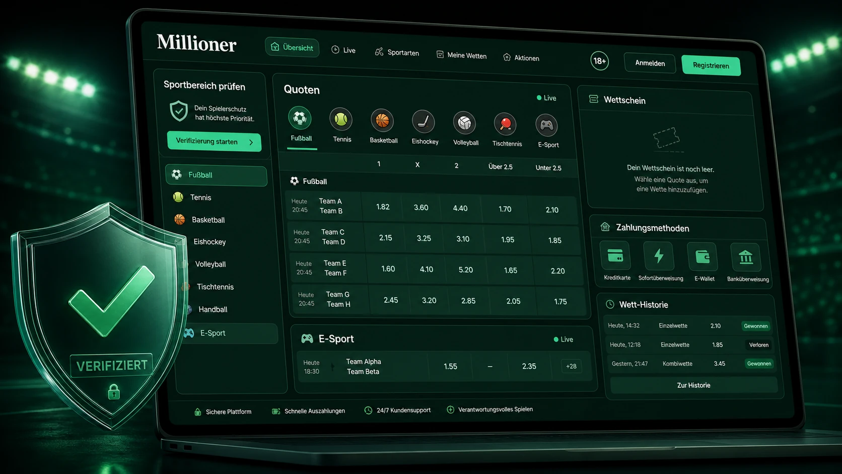 Millioner Casino Sports und der mögliche Sportbereich